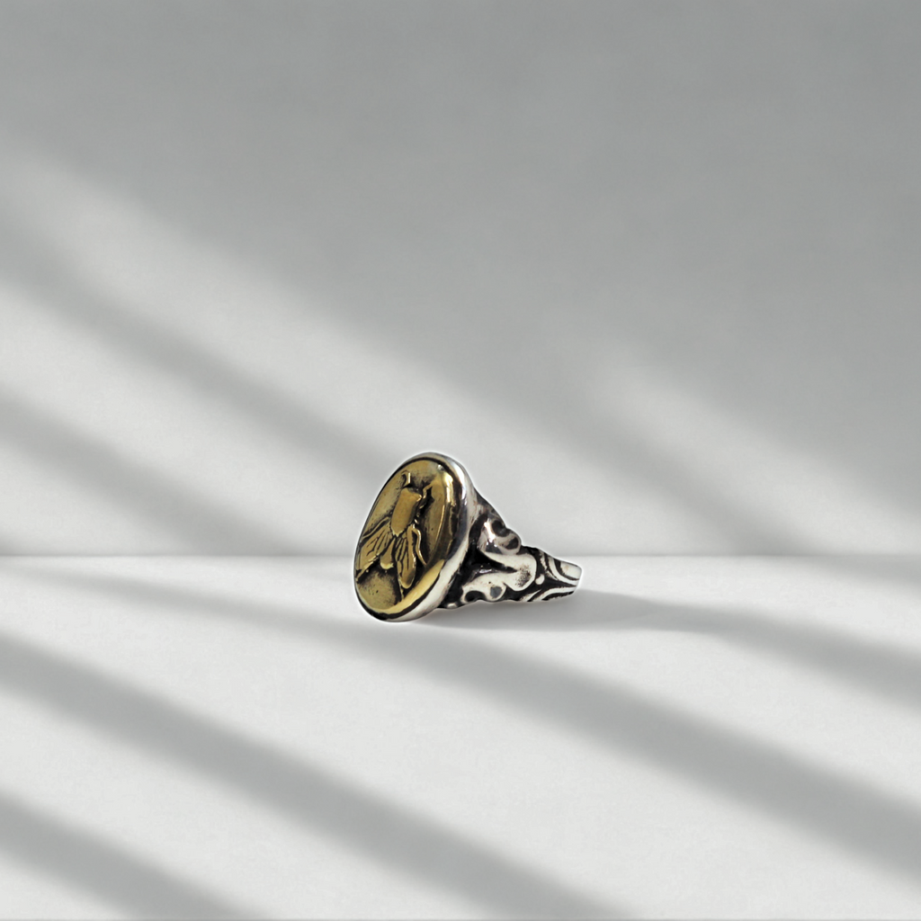 טבעת Fly Totem כסף בשילוב בראס