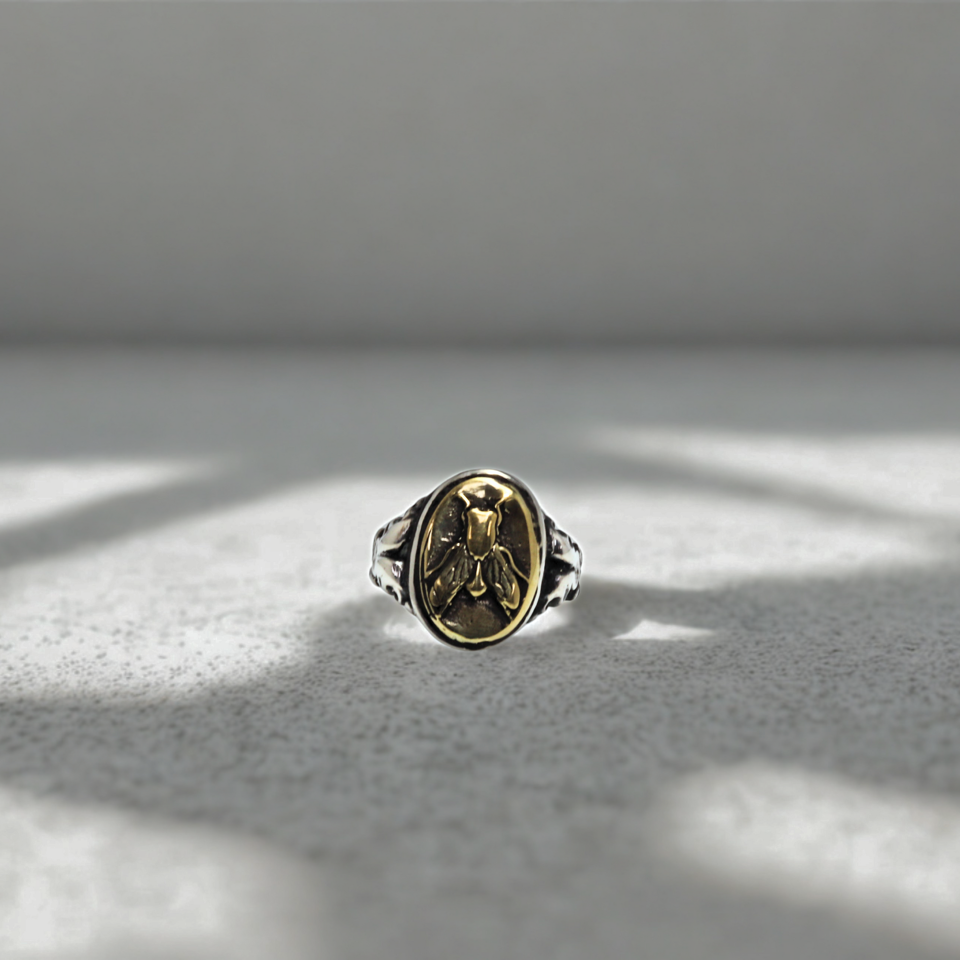 טבעת Fly Totem כסף בשילוב בראס