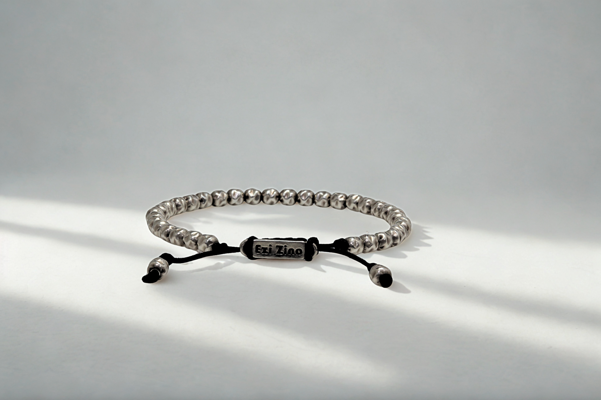 צמיד חרוזי כסף מחוספסים