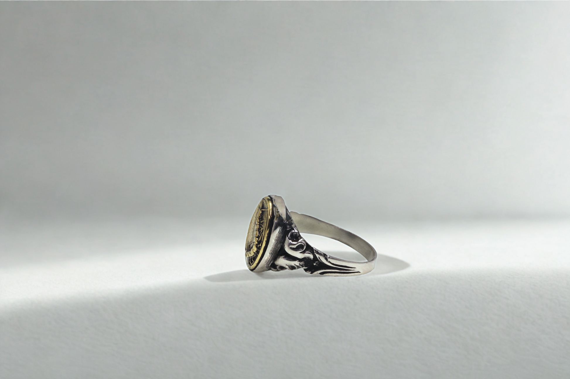 טבעת סנטיפדה – כסף בשילוב בראס