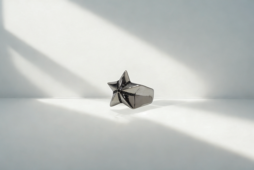 טבעת כוכב עם יהלומים שחורים